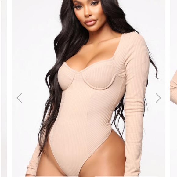 Fashion Nova Tops - NWT FN Tan Bodysuit - size medium